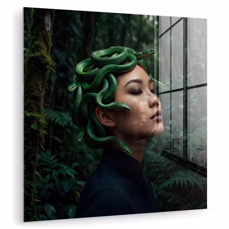 Vrouw - Slang - Natuur - Mystiek - Groen plexiglas 5mm klein -zzzproduct_nieuw
