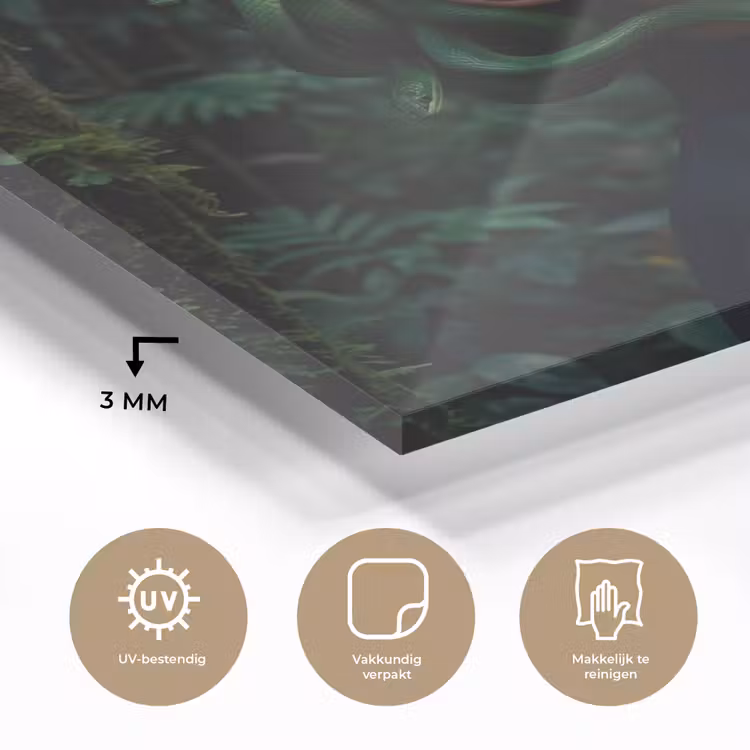 Vrouw - Slang - Natuur - Mystiek - Groen plexiglas 5mm klein -sfeer2