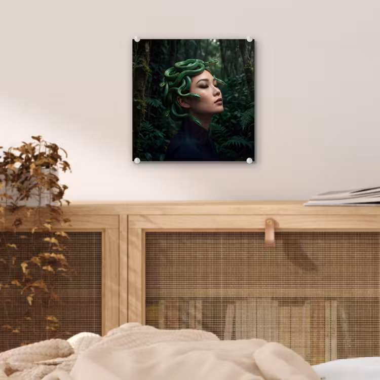 Vrouw - Slang - Natuur - Mystiek - Groen plexiglas 5mm klein -sfeer4