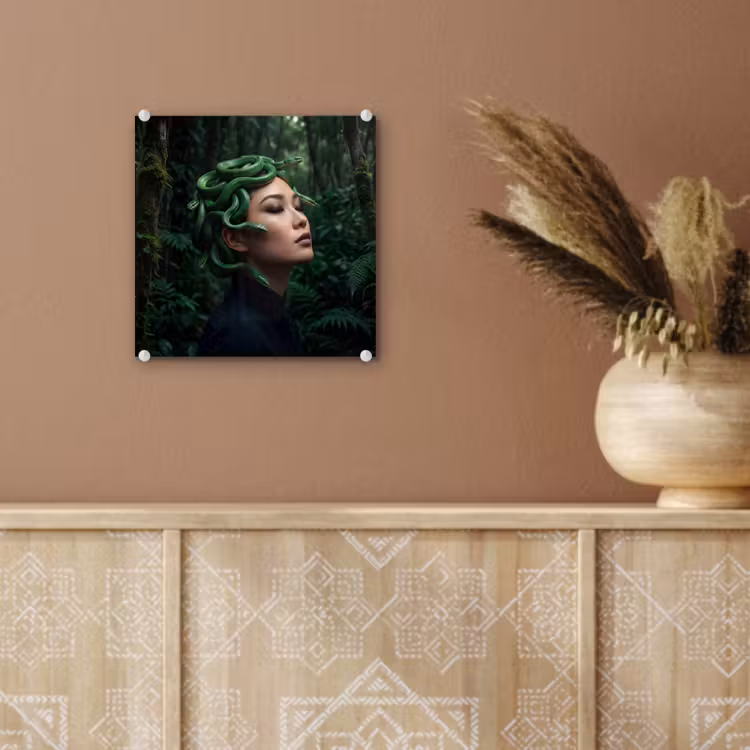 Vrouw - Slang - Natuur - Mystiek - Groen plexiglas 5mm klein -sfeer5