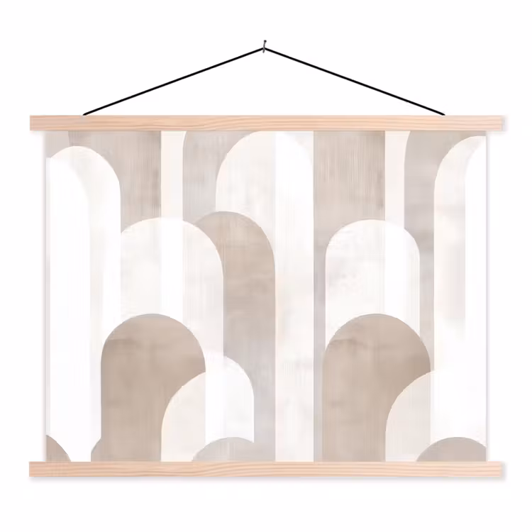 Abstracte bogen - Modern - Beige textielposter latten blank klein -3d