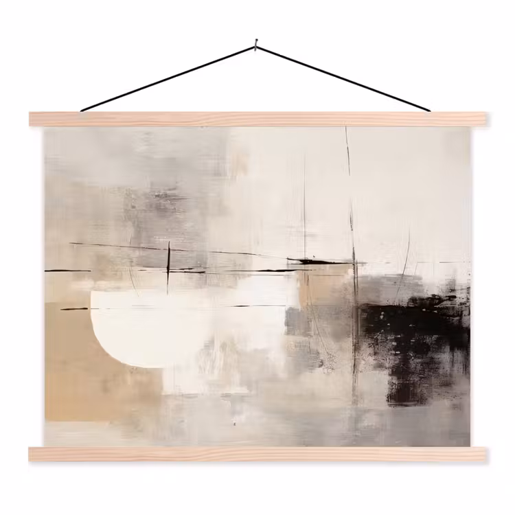 Abstract - Kunst - Grijs textielposter latten blank klein -3d