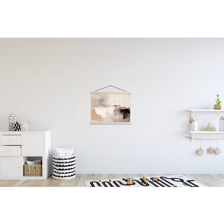 Abstract - Kunst - Grijs textielposter latten blank klein -kinderkamer