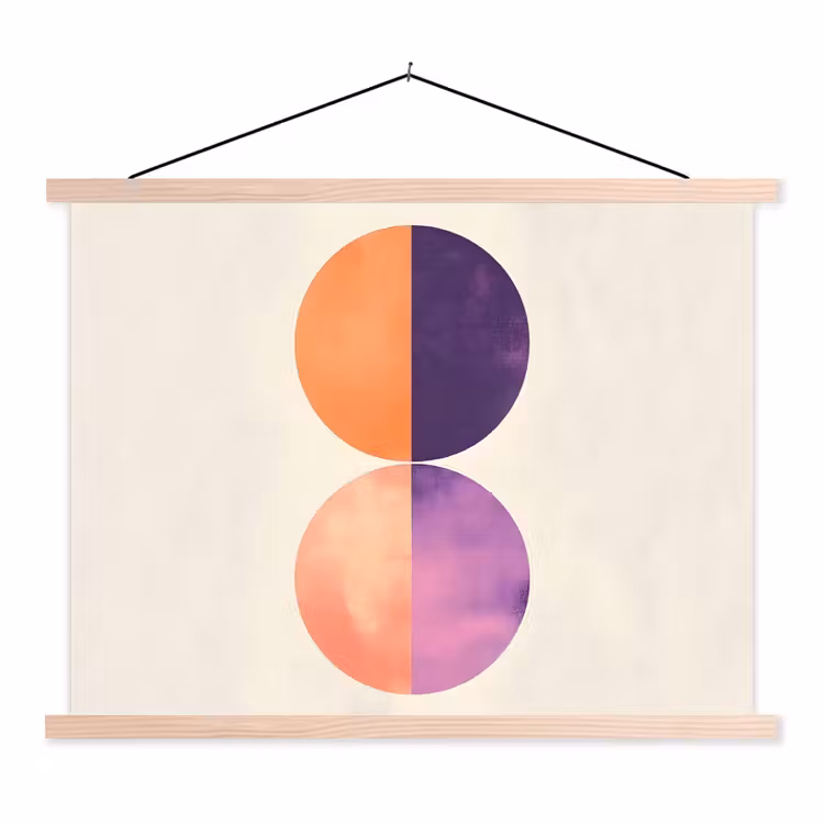 Abstract - Cirkels - Paars textielposter latten blank klein -3d