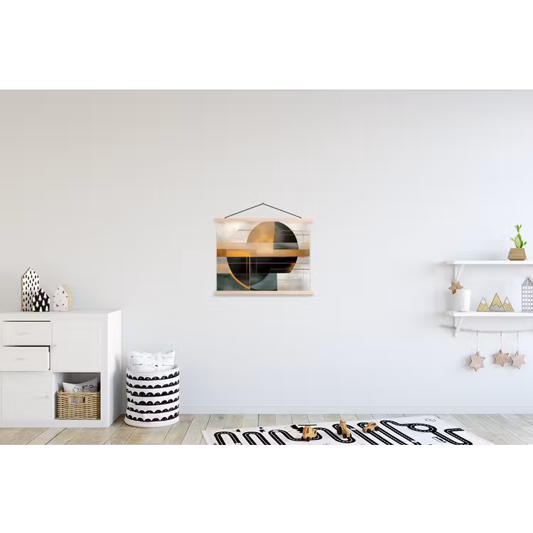 Abstract - Goud - Brons - Groen - Vormen - Modern textielposter latten blank klein -kinderkamer