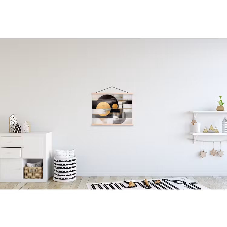 Abstract - Goud - Zilver - Vormen - Aesthetic - Modern textielposter latten blank klein -kinderkamer