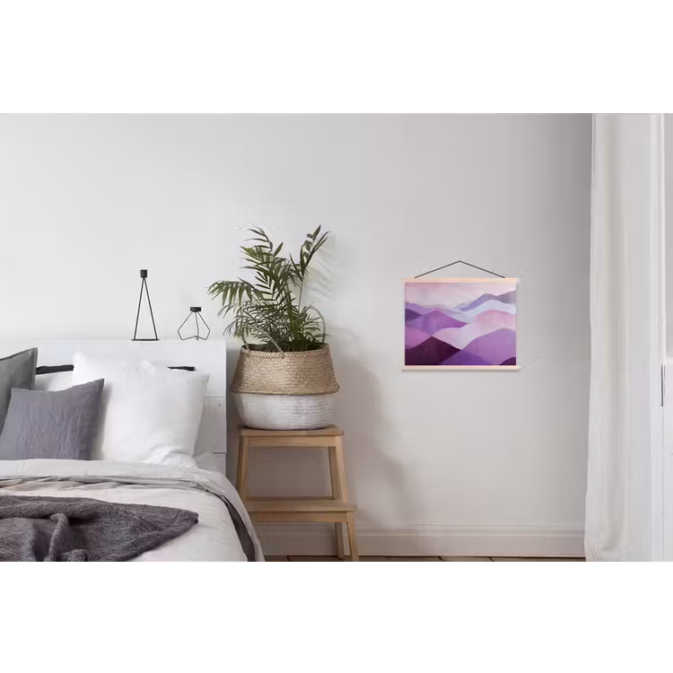 Abstract - Heuvels - Landschap - Paars textielposter latten blank klein -woonkamer