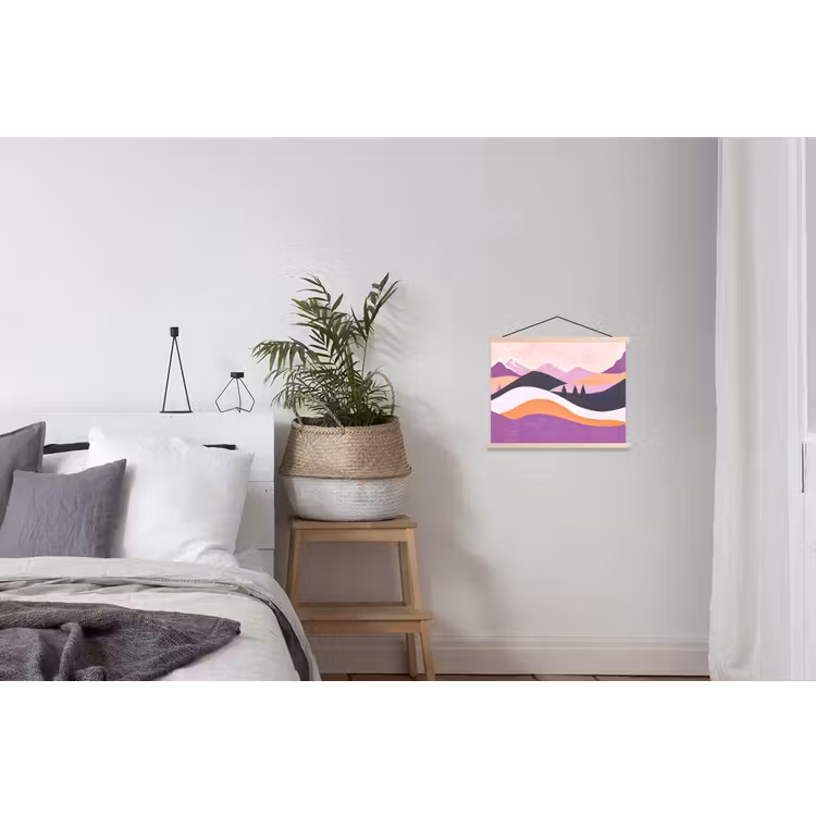 Abstract - Heuvels - Bomen - Groen textielposter latten blank klein -woonkamer