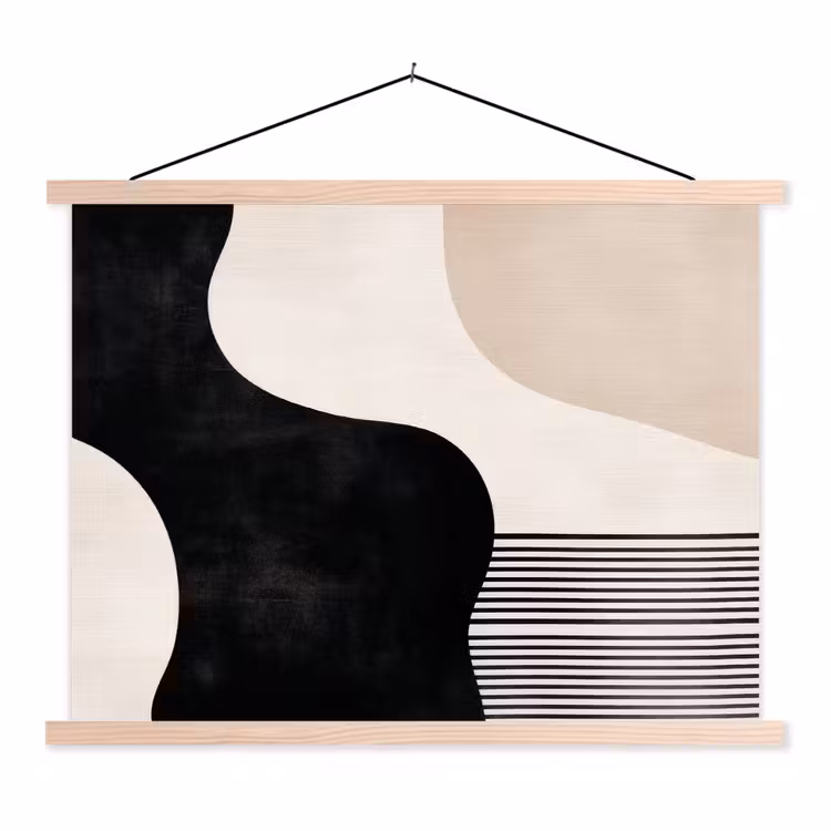 Abstract - Japandi - Beige - Modern textielposter latten blank klein -3d