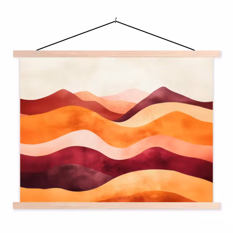 Abstract - Landschap - Golven textielposter latten blank klein -3d
