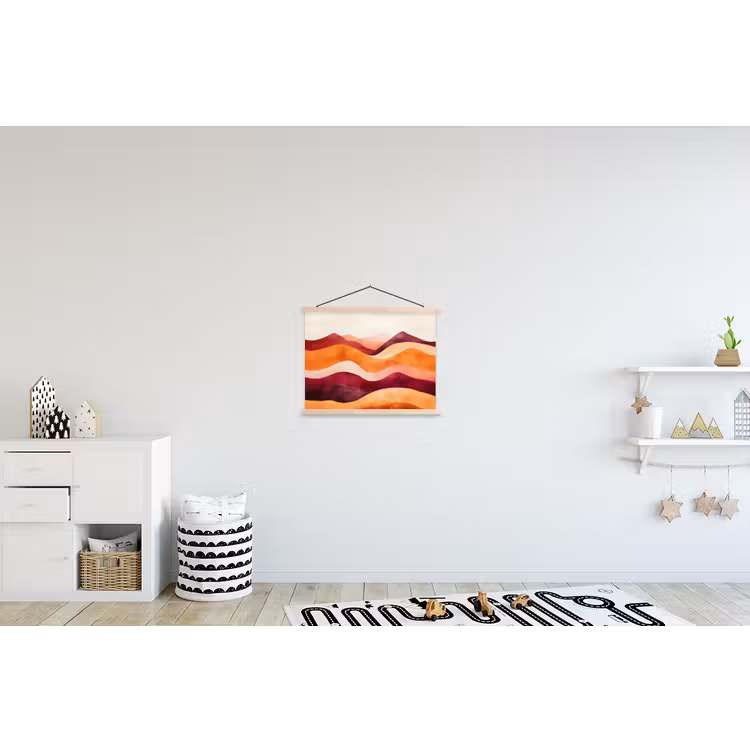 Abstract - Landschap - Golven textielposter latten blank klein -kinderkamer