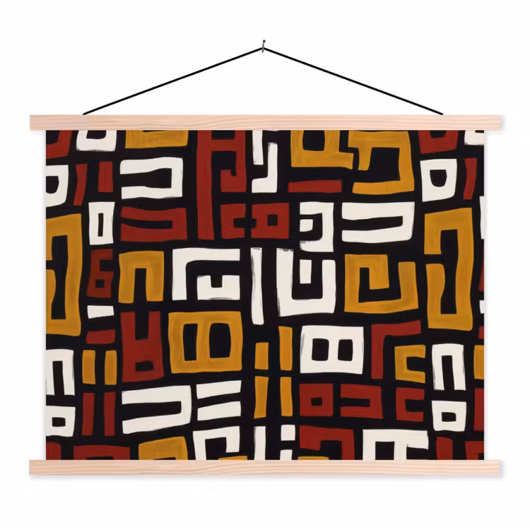 Abstract - Patroon - Rood textielposter latten blank klein -3d