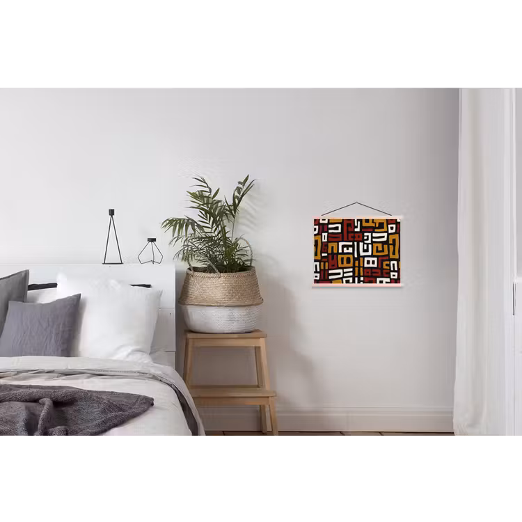 Abstract - Patroon - Rood textielposter latten blank klein -woonkamer