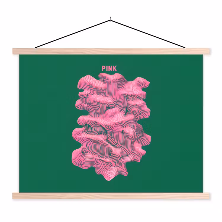 Abstract - Pink - Lijnen - Groen textielposter latten blank klein -3d