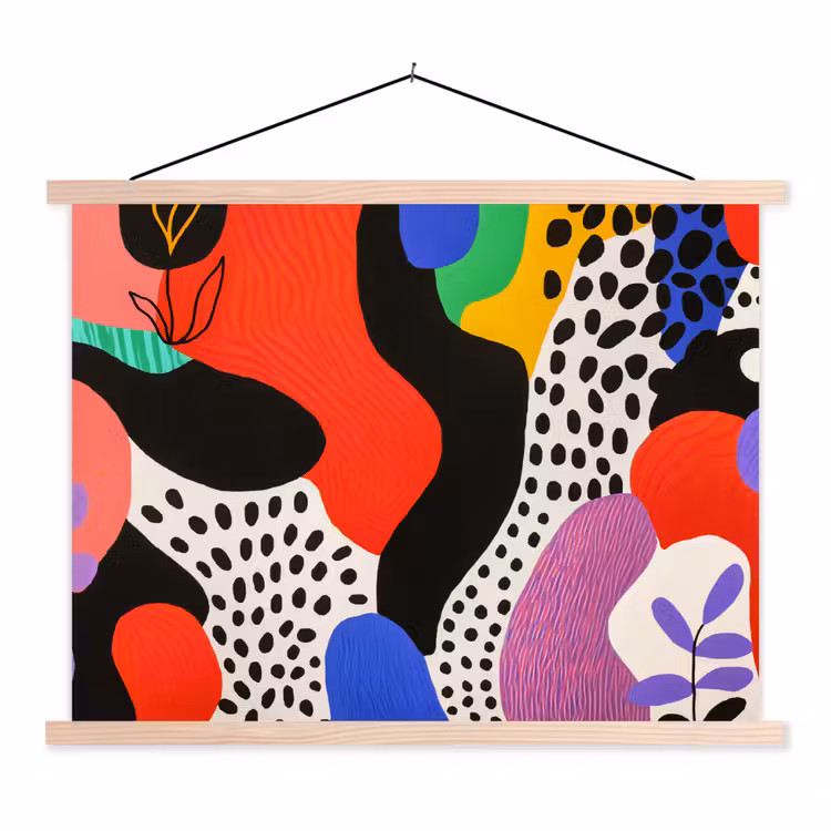 Abstract - Vormen - Kleuren - Stippen textielposter latten blank klein -3d