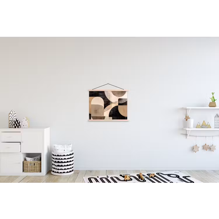 Abstract - Vormen - Modern - Beige textielposter latten blank klein -kinderkamer