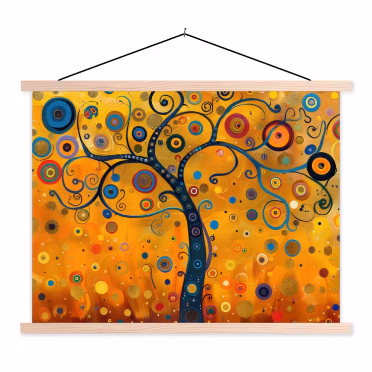Abstract - Boom - Levensboom - Modern textielposter latten blank klein -3d