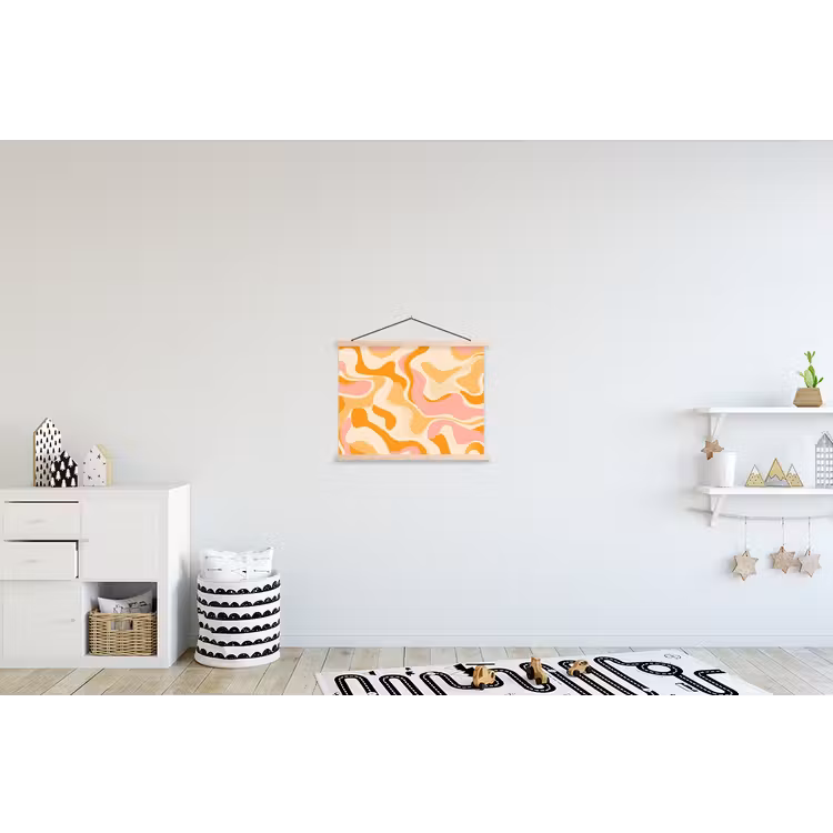 Abstract - Golvend - Oranje textielposter latten blank klein -kinderkamer