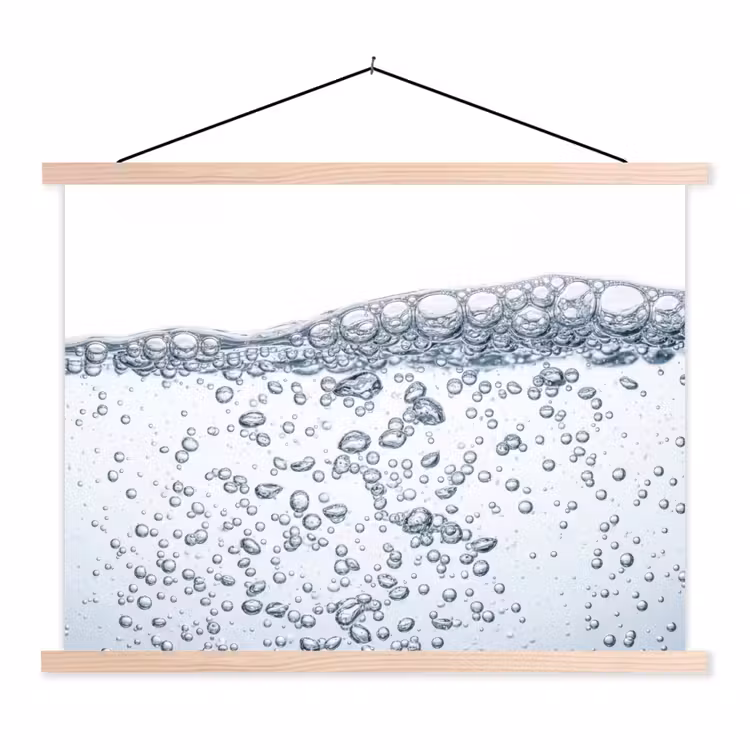 Luchtbellen - Water - Dynamisch textielposter latten blank klein -3d