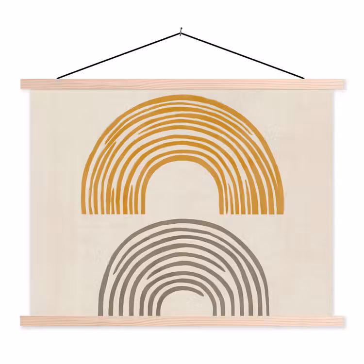 Bogen - Lijnen - Oranje - Minimalistisch textielposter latten blank klein -3d