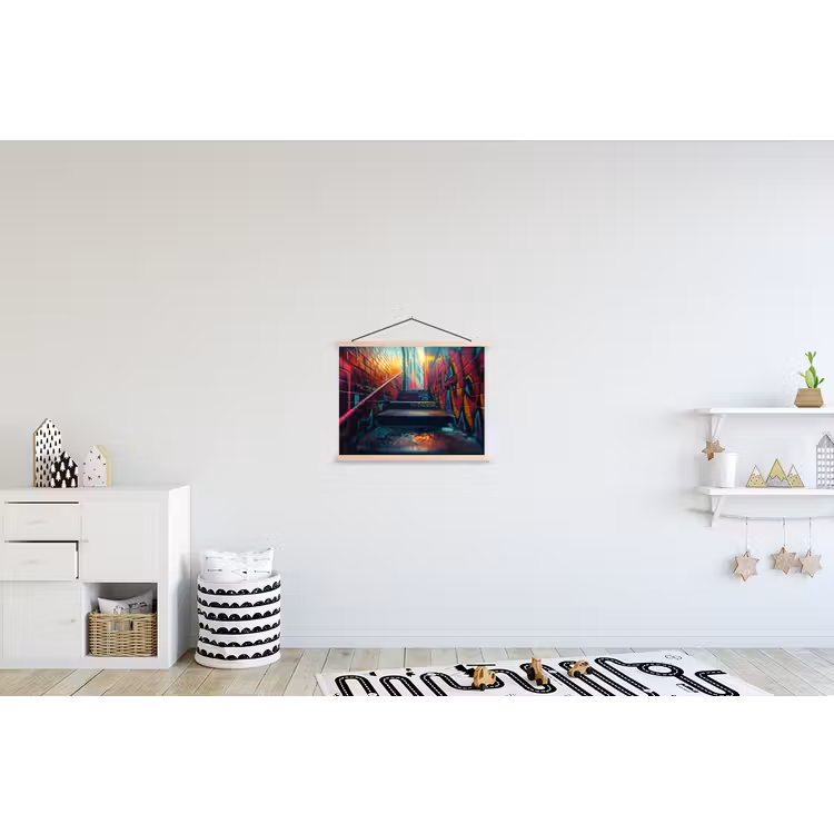 Architectuur - Neon - Trap - Graffiti textielposter latten blank klein -kinderkamer