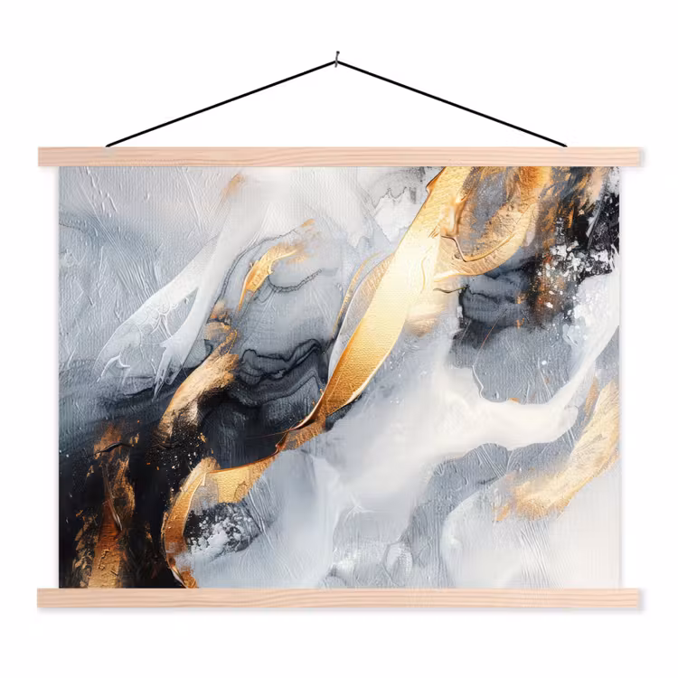 Kunst - Goud - Luxe - Abstract - Modern textielposter latten blank klein -3d