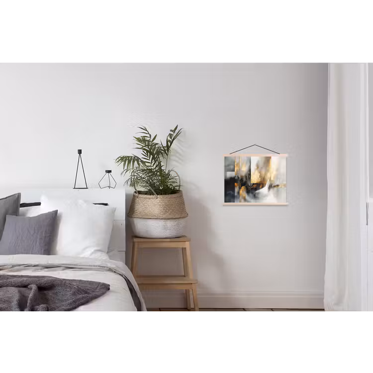 Kunst - Goud - Zilver - Abstract textielposter latten blank klein -woonkamer