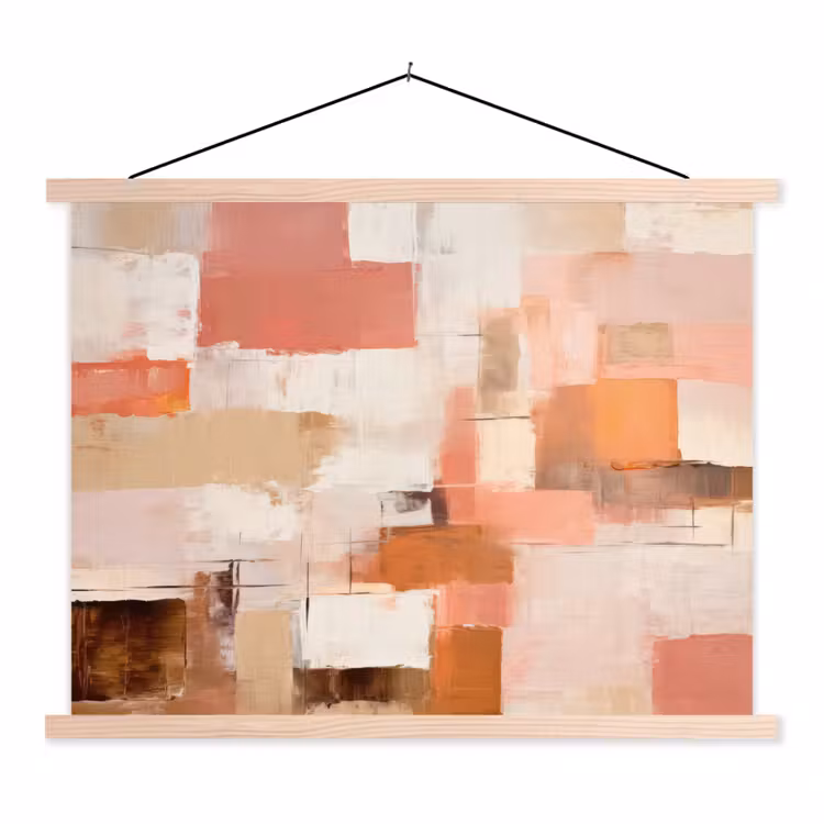 Kunst - Roze - Abstract textielposter latten blank klein -3d