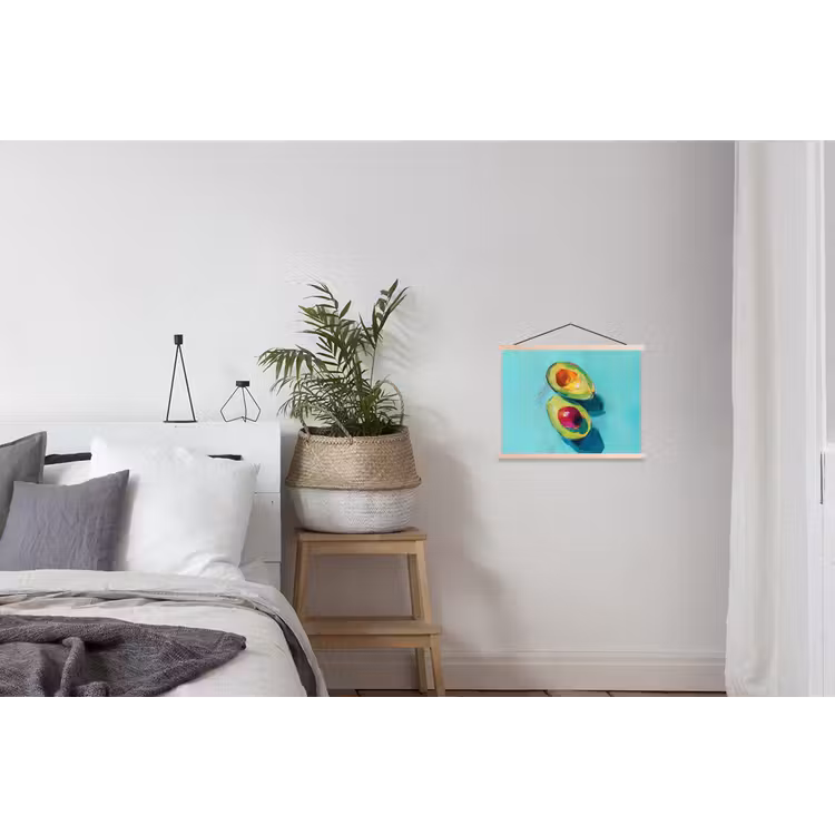 Avocado - Groen - Pit - Schaduw textielposter latten blank klein -woonkamer