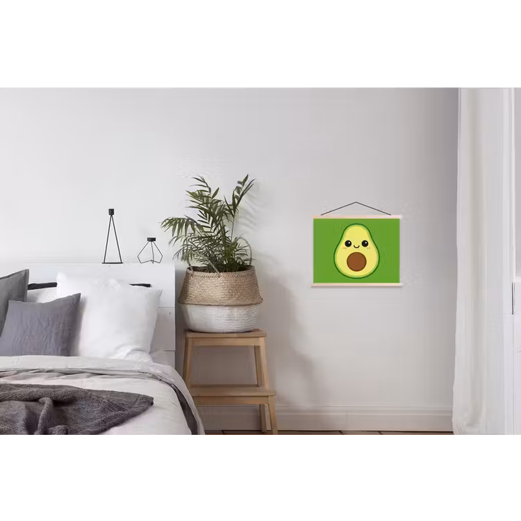 Avocado - Groen - Speels textielposter latten blank klein -woonkamer