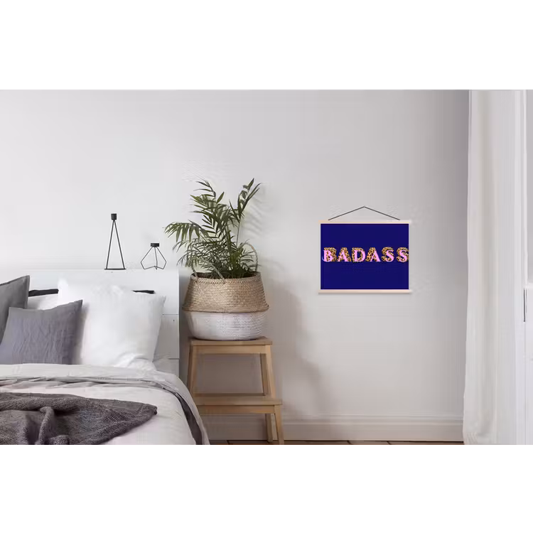Badass - Panterpint - Schaduw - Roze textielposter latten blank klein -woonkamer