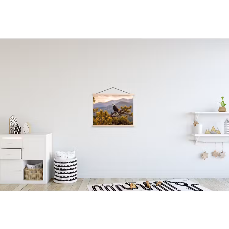 Zeearend - Boom - Bergen - Groen textielposter latten blank klein -kinderkamer