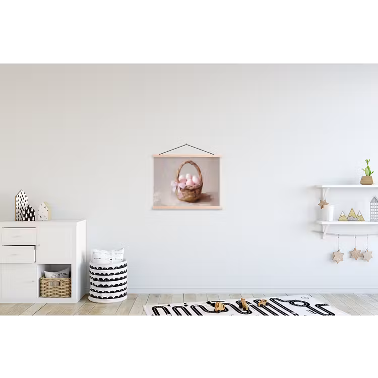 Mand - Eieren - Roze textielposter latten blank klein -kinderkamer