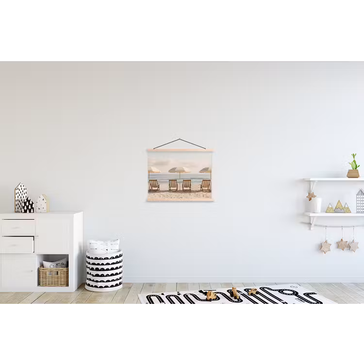 Strand - Stoelen - Parasol textielposter latten blank klein -kinderkamer