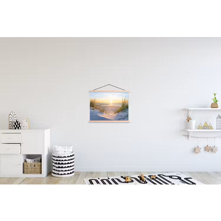 Strand - Zon - Duin - Gras - Zand - Horizon textielposter latten blank klein -kinderkamer
