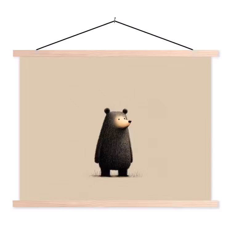Beer - Donkerbruin - Minimalistisch textielposter latten blank klein -3d