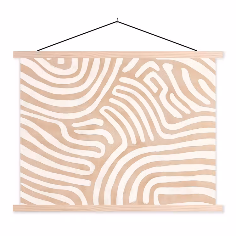 Beige - Aardspatroon textielposter latten blank klein -3d