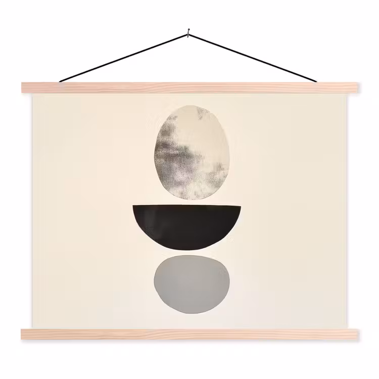 Beige - Japandi - Wabi sabi textielposter latten blank klein -3d