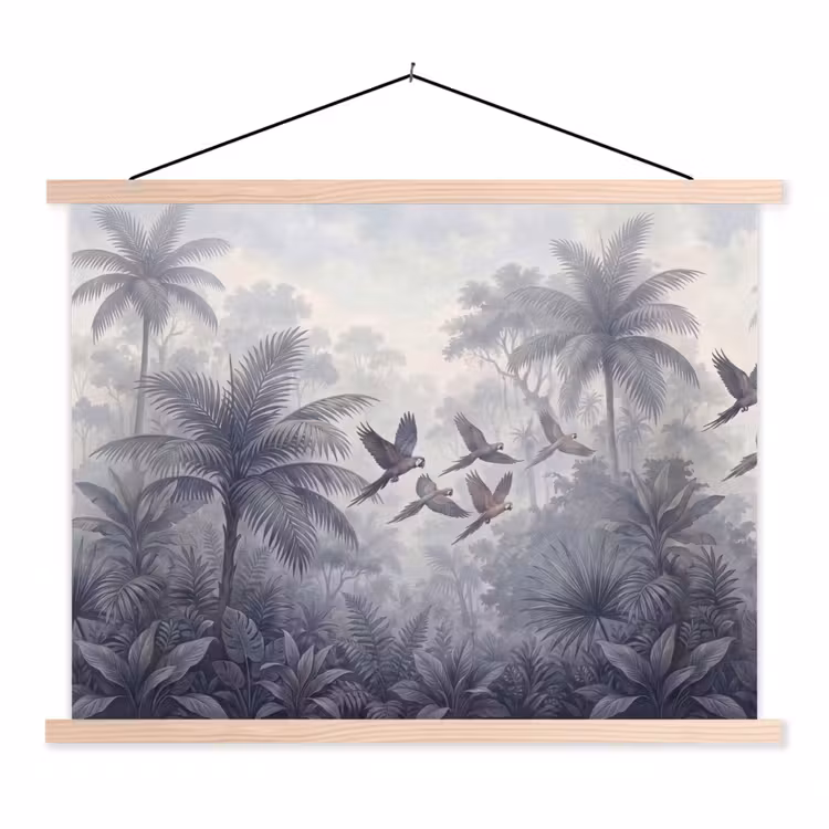 Vogel - Vliegend - Jungle - Vintage - Dieren textielposter latten blank klein -3d