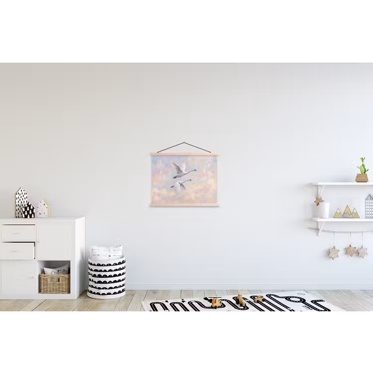 Vogel - Vliegend - Lucht - Modern - Pastel textielposter latten blank klein -kinderkamer
