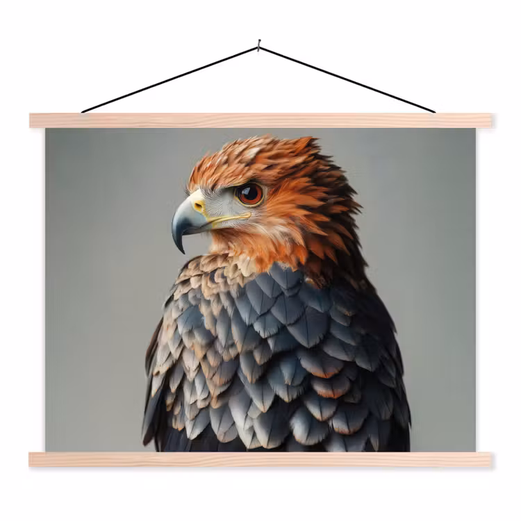 Vogel - Realistisch - Veren - Bruin textielposter latten blank klein -3d