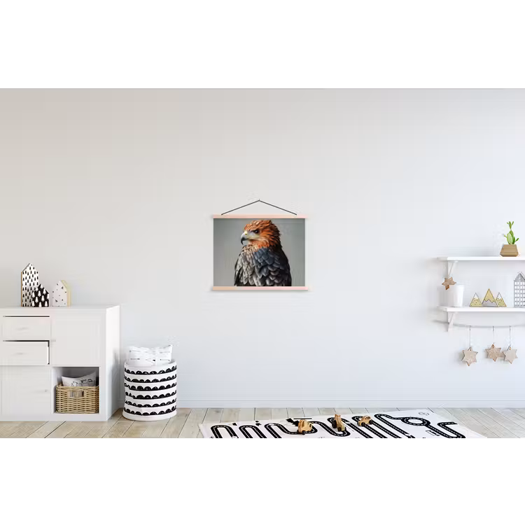 Vogel - Realistisch - Veren - Bruin textielposter latten blank klein -kinderkamer