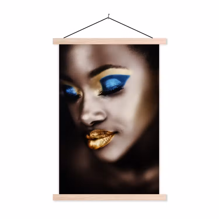 Black and Gold - Vrouw - Make up textielposter latten blank klein -3d