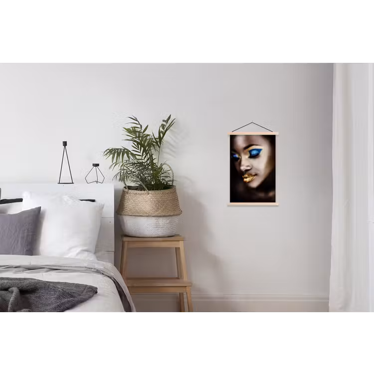 Black and Gold - Vrouw - Make up textielposter latten blank klein -woonkamer