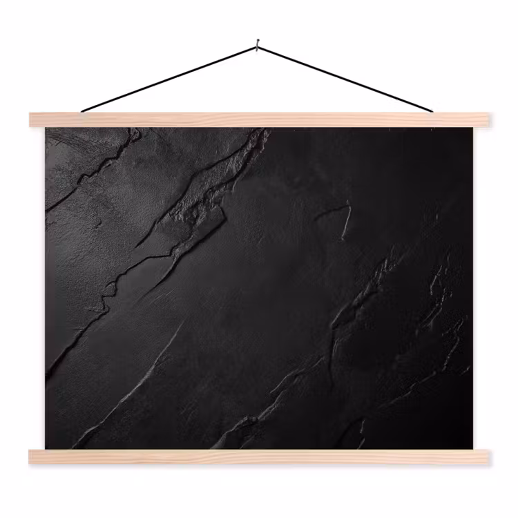 Zwart - Steen - Beton textielposter latten blank klein -3d