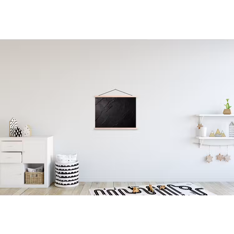 Zwart - Steen - Beton textielposter latten blank klein -kinderkamer