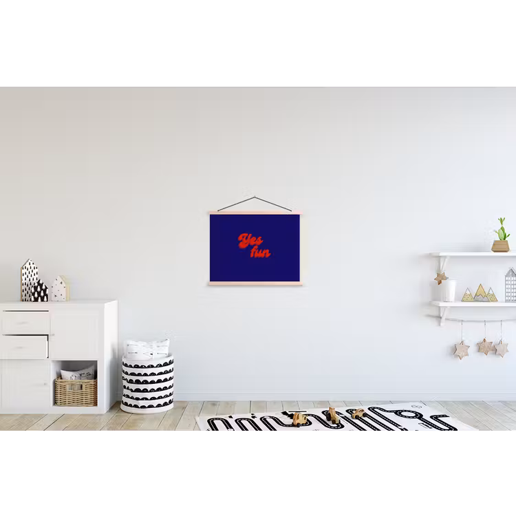 Blauw - Rood - Yes fun - 3D textielposter latten blank klein -kinderkamer