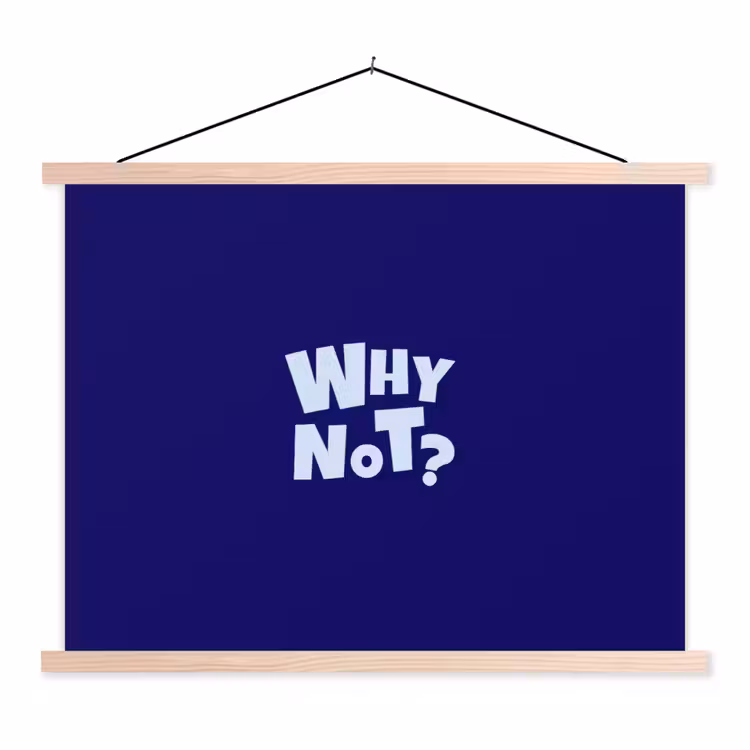 Blauw - Why not - Minimalistisch textielposter latten blank klein -3d