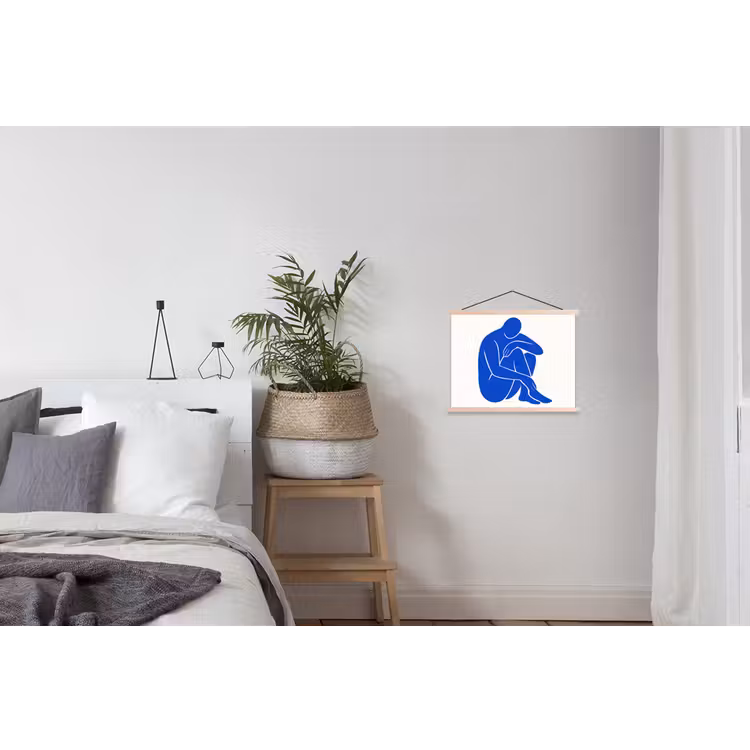 Lichaam - Abstract - Blauw textielposter latten blank klein -woonkamer