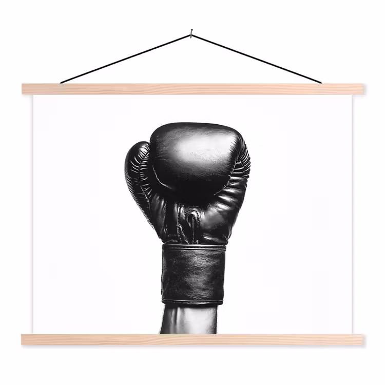 Bokshandschoen - Zwart - Hand textielposter latten blank klein -3d
